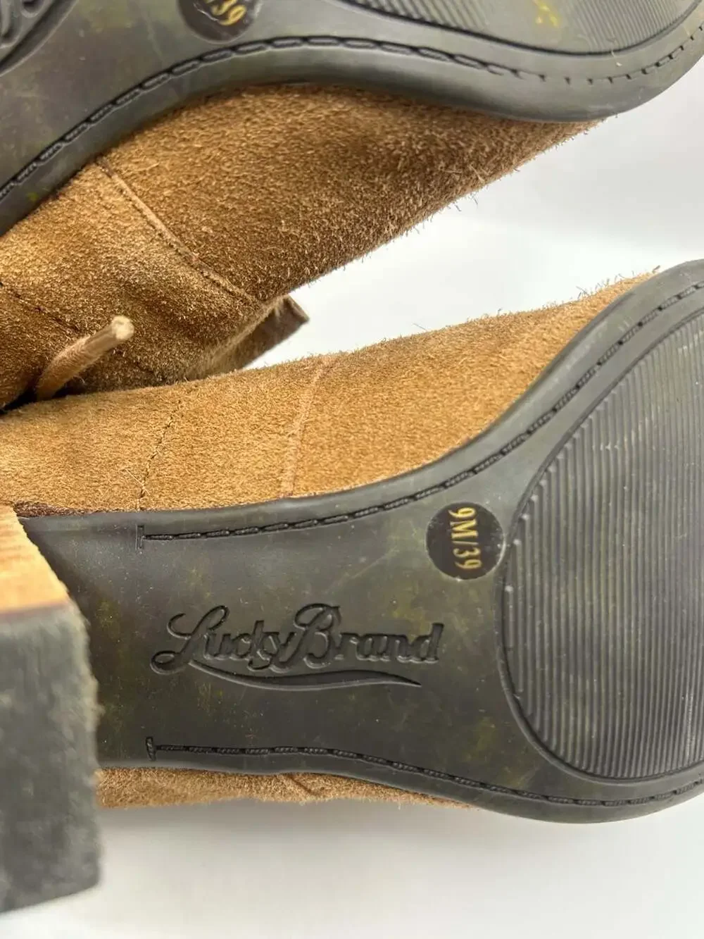 Lucky Brand Brown Suede Lace-Up Heeled Ankle Booties